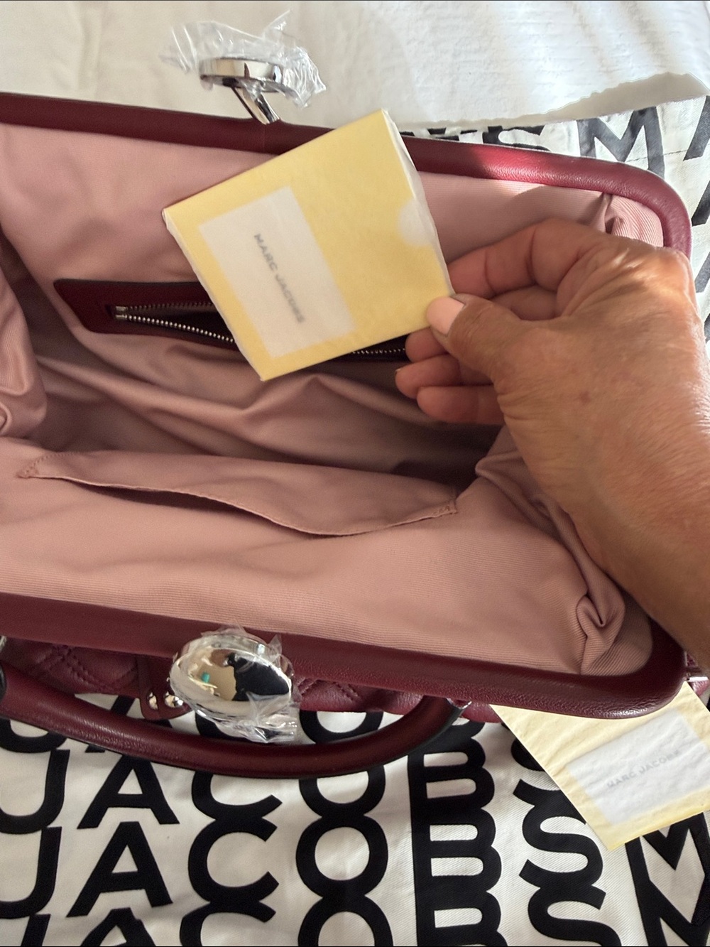 Marc Jacobs Quilted Shoulder Bag in Burgundy with Silver Chain - Picture 6 of 10
